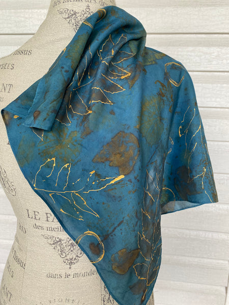 Square Scarf/Bandana: Blue  and Gold Mood