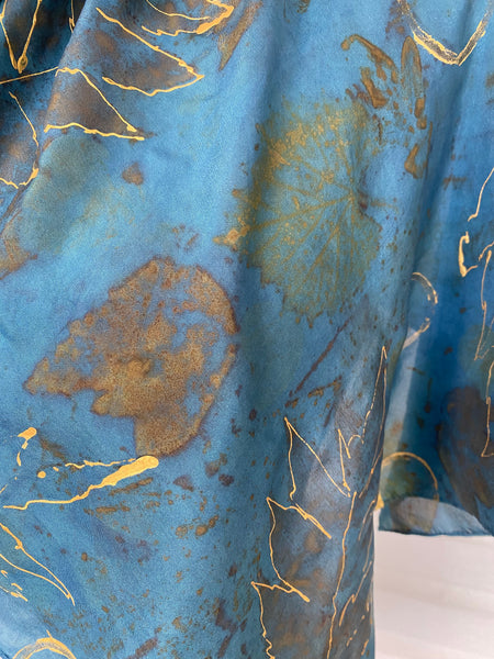 Square Scarf/Bandana: Blue  and Gold Mood