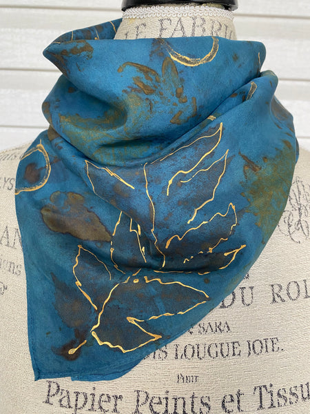 Square Scarf/Bandana: Blue  and Gold Mood