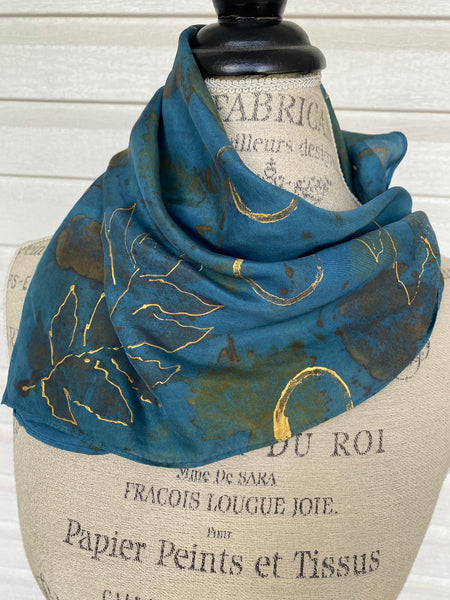 Square Scarf/Bandana: Blue  and Gold Mood