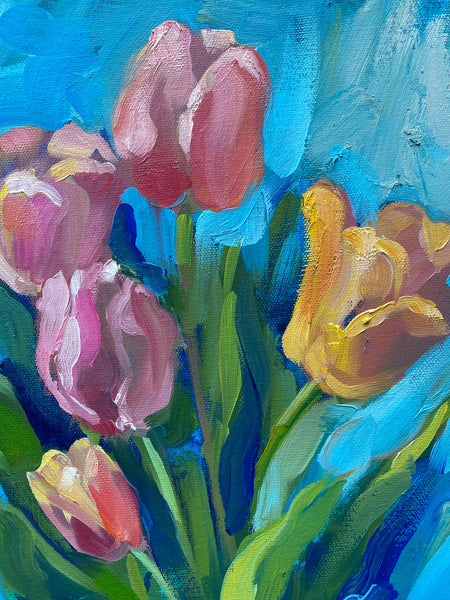 NEW! Tulips on Blue