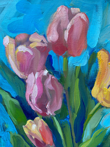 NEW! Tulips on Blue