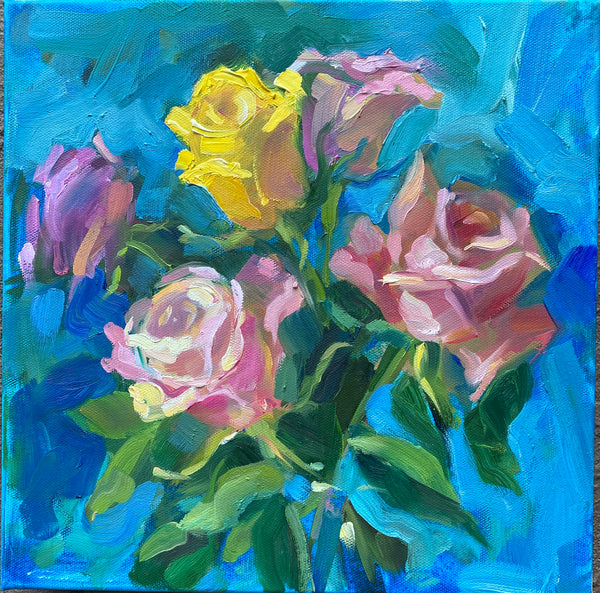 NEW! Roses on Blue