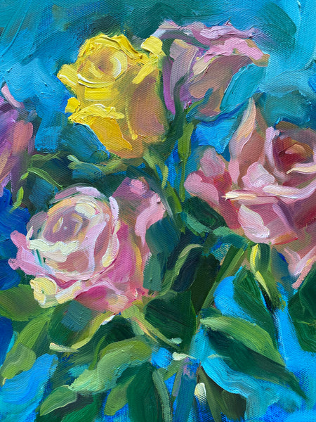 NEW! Roses on Blue